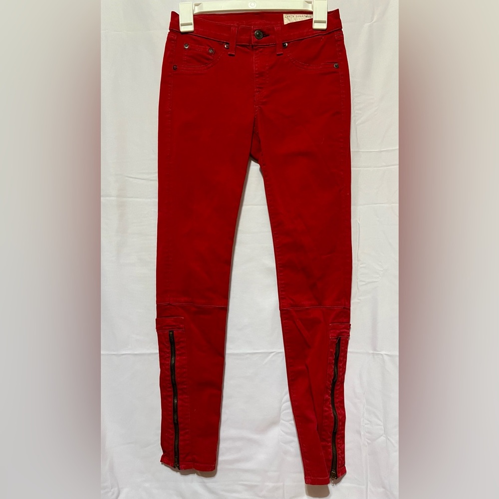 Rag & Bone Moto Skinny Red Jeans